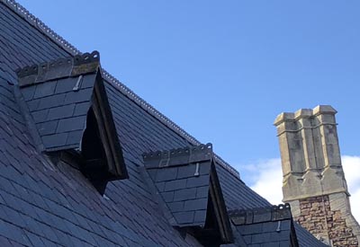 Clifton College with new ornamental ridge tiles to match originals